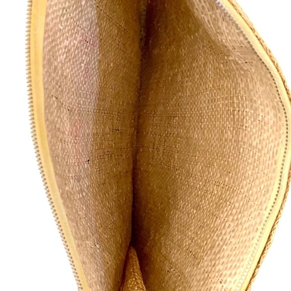 Handmade St. Thomas Floral Straw Raffia Zippered Clutch Purse Embroidered Flower - Picture 5 of 6